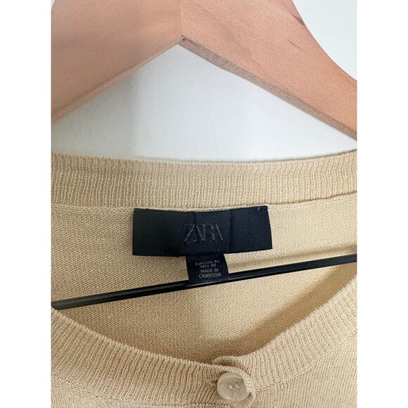 Zara Linen Cardigan Sweater Womens XL Cream - Picture 11 of 11